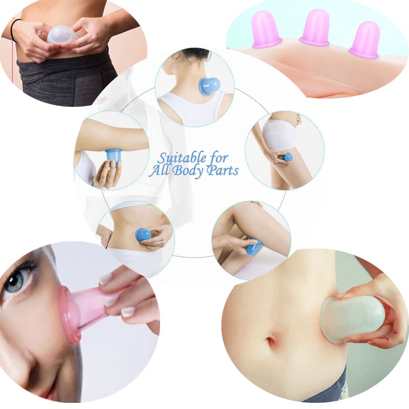 4PCS SPA Silicone Massage Cupping Set Health Care Silicone Cupping Cup Body/Eye/Face Cupping Set
