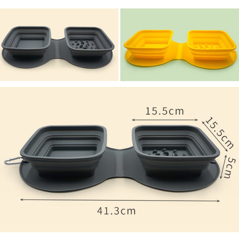 Food Grade Silicone Collapsible Slow Feeder Dog Bowls For Traveling, Walking Outdoors, Camping