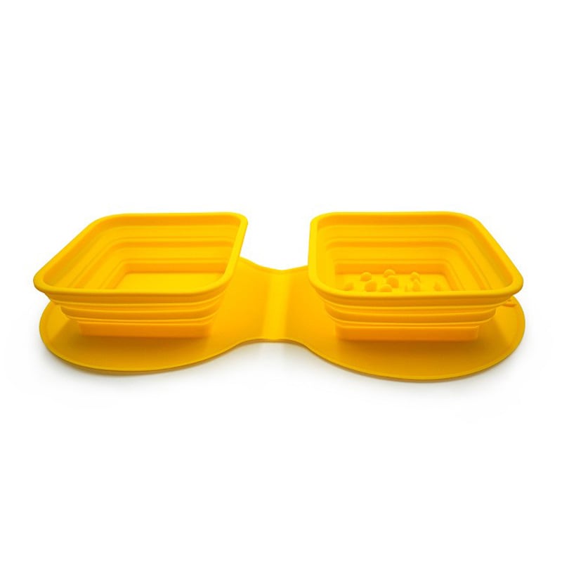 Food Grade Silicone Collapsible Slow Feeder Dog Bowls For Traveling, Walking Outdoors, Camping