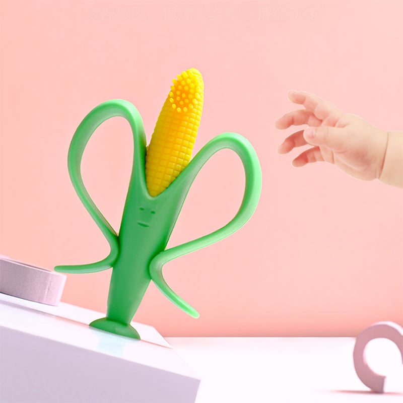 Baby Corn Cob Silicone Toothbrush Baby Silicone Toothbrush and Teether For Infant