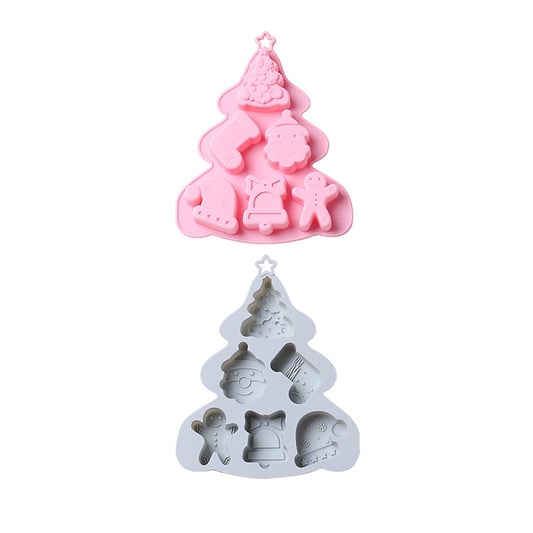 Christmas Tree Shape Silicone Cake Mold In 6 Cavity Christmas Tree Snowman Bell Sock Shape Silicone Molds