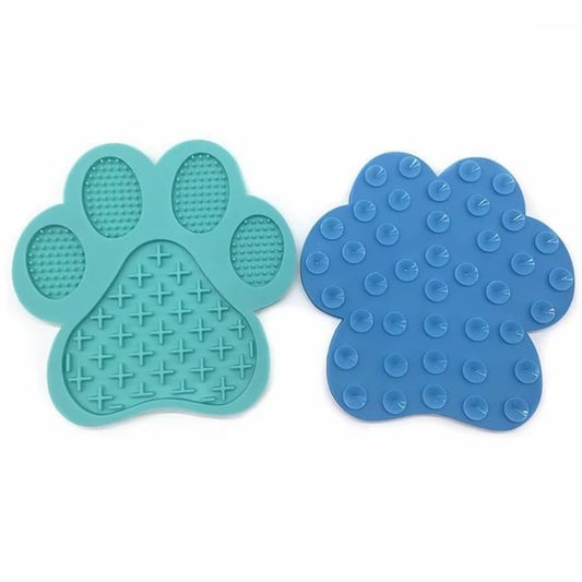 Custom Pet Cat Bowls Silicone Paw Shape Slow Feeder Dog Bowl With Lick Mat