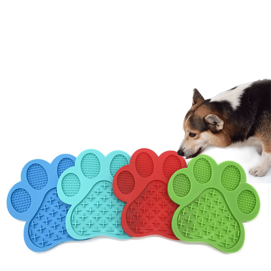 Custom Pet Cat Bowls Silicone Paw Shape Slow Feeder Dog Bowl With Lick Mat