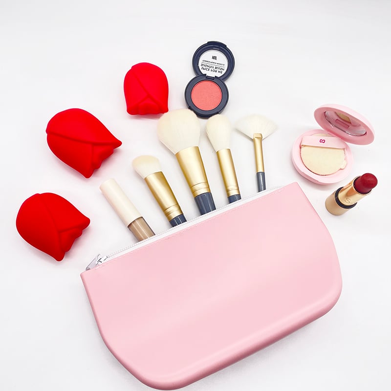 Silicone Travel Cosmetic Makeup Bag with Zipper Makeup Bag Organizer Easy Carry Travel Cosmetic Bag Gifts for Women Girls