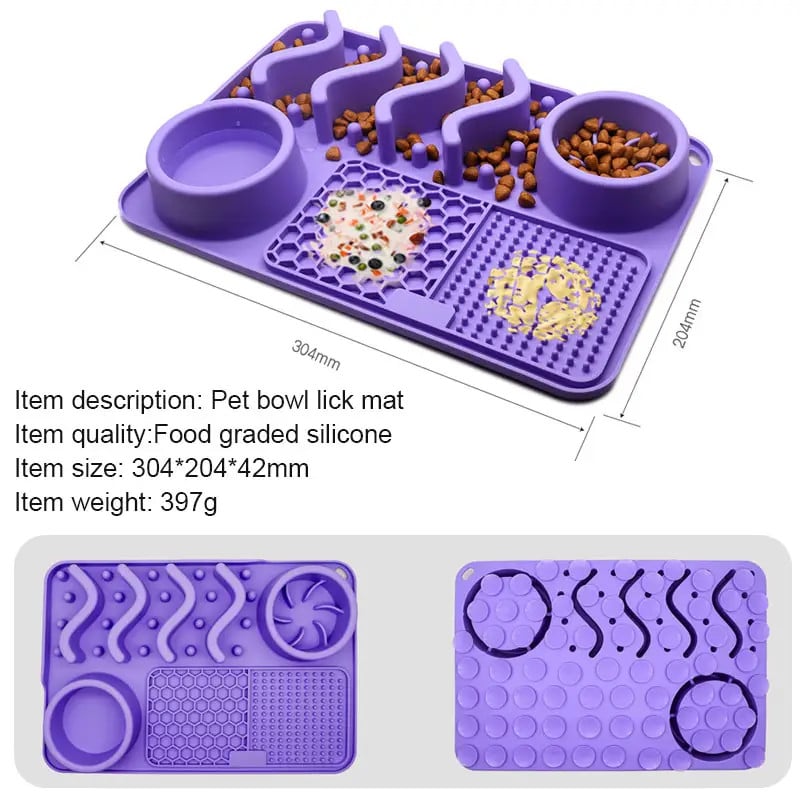 BPA-Free Food Grade Silicone Food Bowl Mat for Pet Dogs Puppies Grooming Bathing Slow Feeder for Dogs
