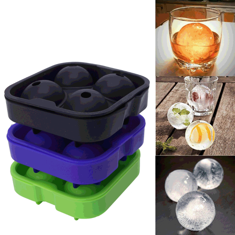 4 Cavity Ice Ball Maker Whiskey Sphere Tool Silicone Ice Ball Mold Black Custom Silicone Ice Cream Mold Silicone Kitchen Silicon