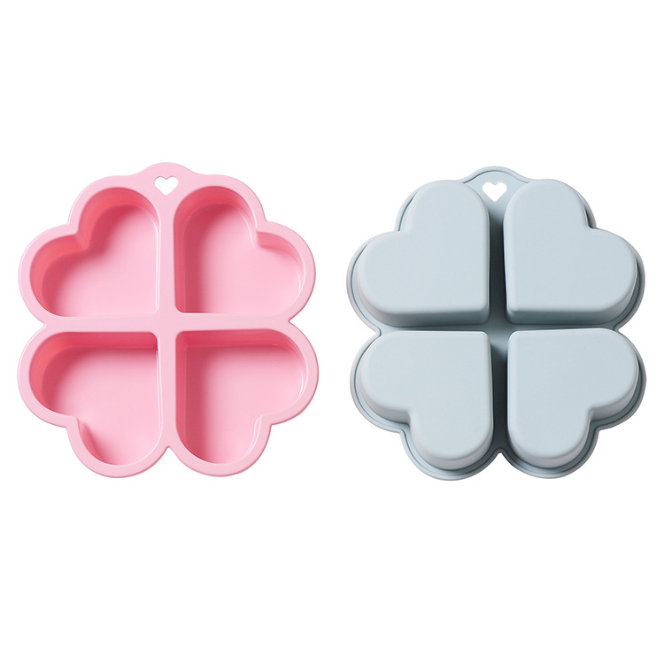 Customized 4 Heart-shaped Madeleine Reusable Silicone Cake Pan Baking Soap Jelly Muffin Mold Pastry Bakeware Tools