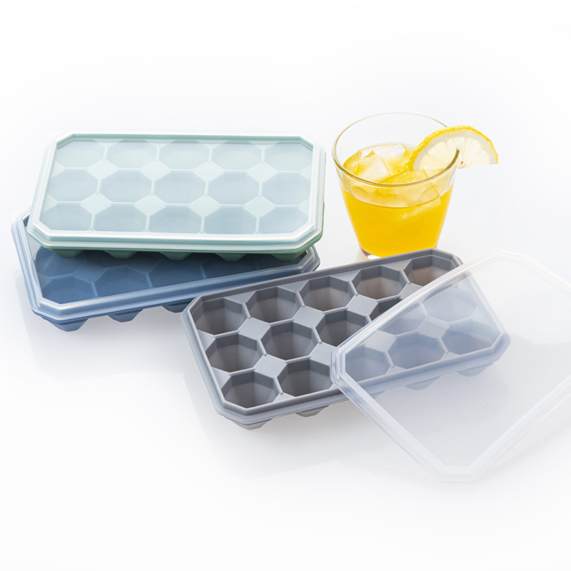 15 Cavities Diamond Silicone Whiskey Ice Cube Trays With Removable Lid