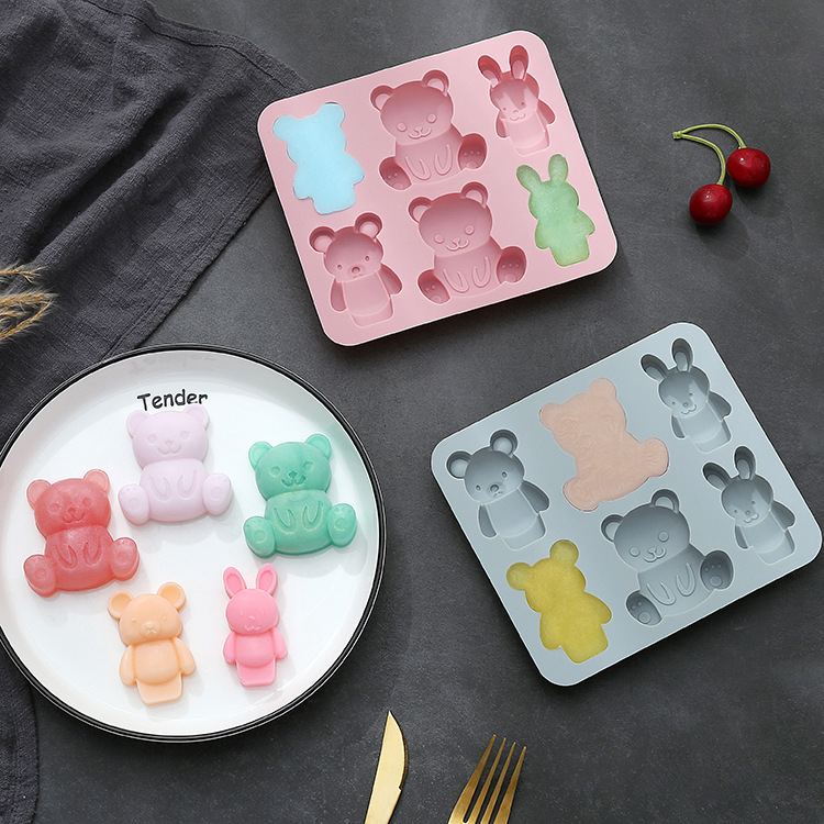 3d Lovely Bear Form Cake Mold Silicone Mold Baking Tools Kitchen For Cookie Candy Jelly Muffin Sandwiches Soap