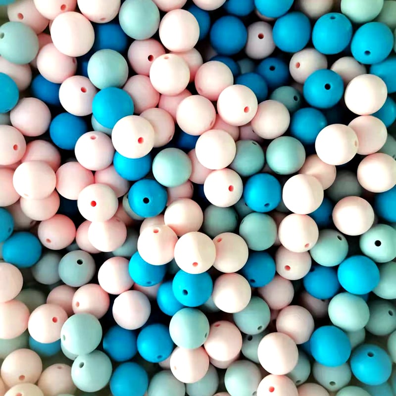 Custom 163 Colors BPA Free Silicone Beads Food Grade Teething Chew Beads Soft Round 15MM for Baby