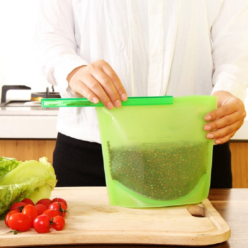 Good Grade Reusable Sealed Silicone Bag Leak Proof Vacuum Reusable BPA Free Silicone Storage Food Bag