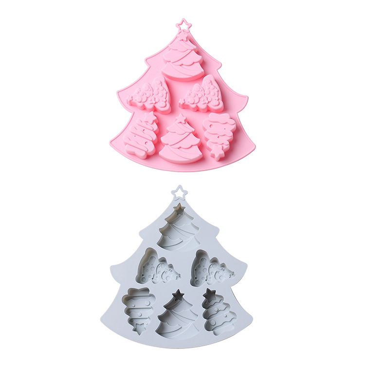 Christmas Tree Shape Silicone Cake Mold In 6 Cavity Christmas Tree Chocolate Jelly Candy Molds