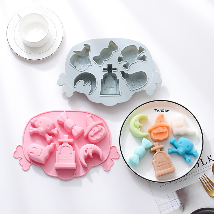 Holiday Halloween Series Silicone Cake Mould 6 With Pumpkin Ghost Tombstone Silicone Mould