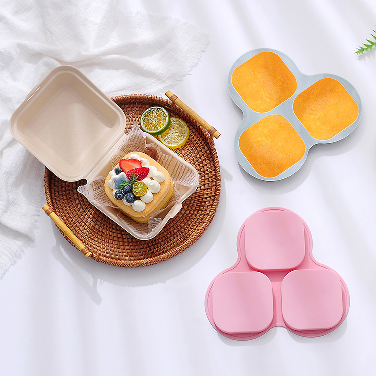 Silicone Air Fryer Egg Pan Reusable Mold Non-stick Air Fryer Baking Tools 3 Cavity Silicone Muffin Pans