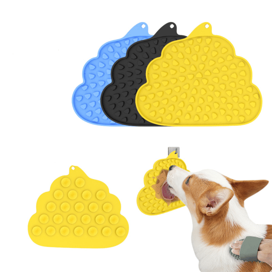 Factory Wholesale Hot Sale Poo Shape Super Strong Suction On Wall Dog Peanut Butter Lick Pad Mat For Dog Bathing