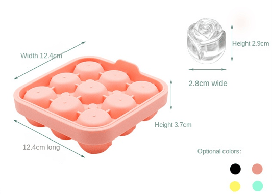 Silicone Rose Shape Sphere Ice Mold With Lid Large Novelty