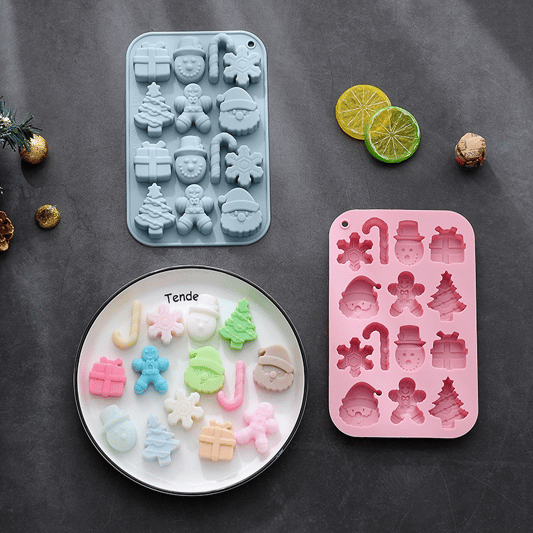 Baking Tools 14 Holes Santa Gifts Candy Cake Silicone Mold Christmas Holiday Theme Silicone Mold