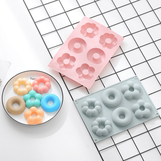New Diy Baking Tool 6-hole Donut Mold With Different Shapes Silicone Cake Mold Aromatherapy Soap Silicone Mold