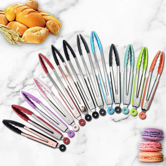 BPA Free Non-Stick Kitchen Silicone Tongs Set BBQ Cooking Grill Locking Non-Slip Silicone Food Tong