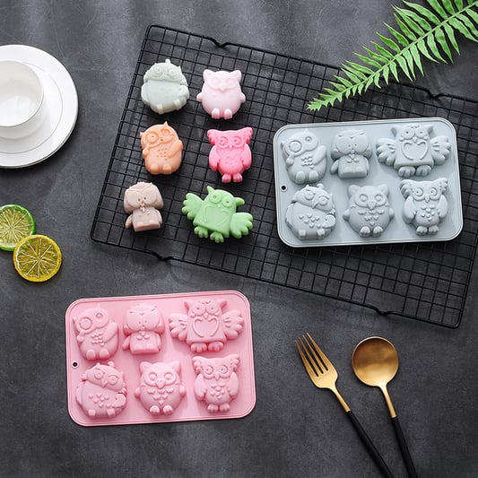 6 Different Owl Baking Tools Chocolate Mold Silicone Flip Candy Handmade Soap Cake Mold