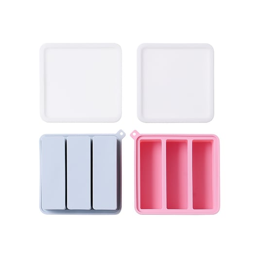 3 Cavity Long Square Silica Gel Ice Cube Mold Manual Soap Strip Ice Cube Silica Gel Mold Silicone Cake Mold