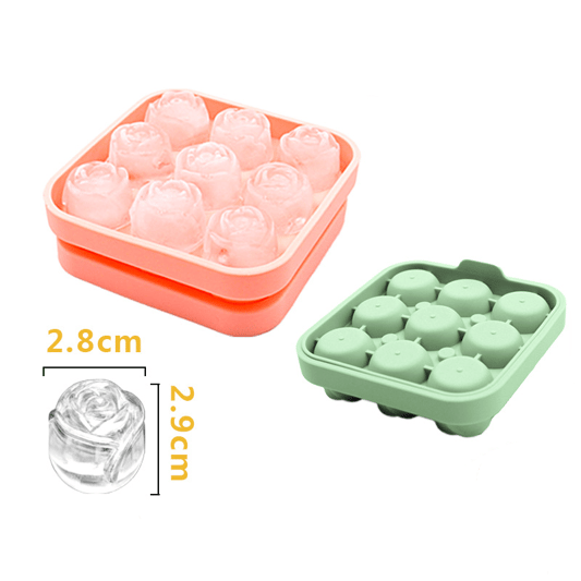 Silicone Rose Shape Sphere Ice Mold With Lid Large Novelty