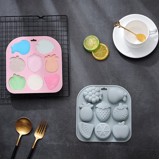 Bpa Free Cute Designs 8 Different Fruit Shape Silicone Fruit Ice Cube Trays